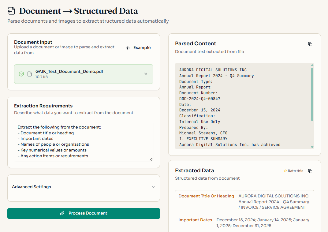 Document to Structured Demo