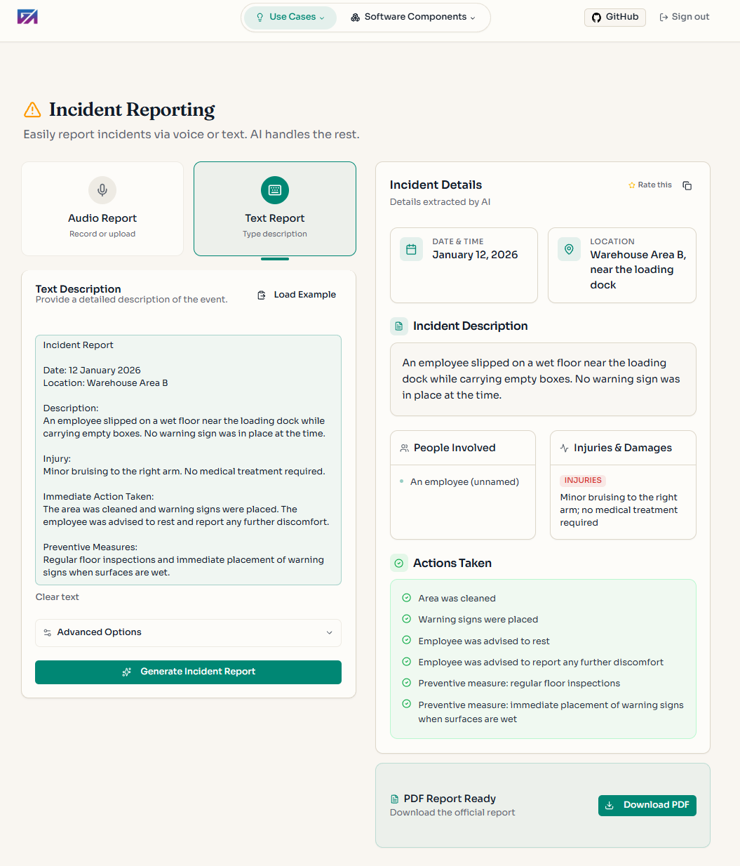 Incident Reporting Demo