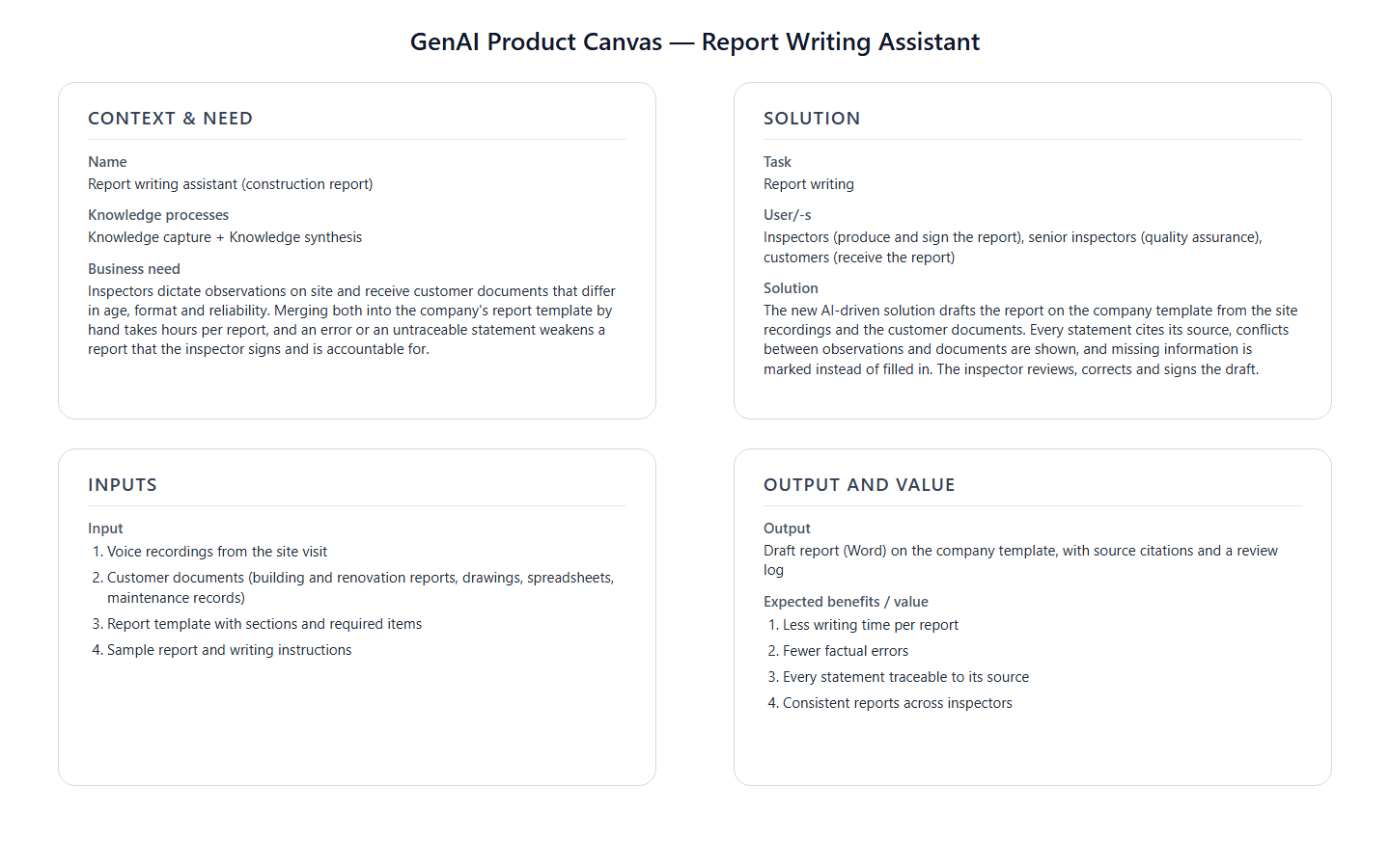 GenAI Product Description for Report Writing