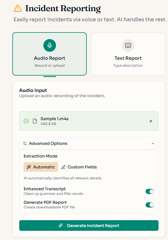 Incident recording 1