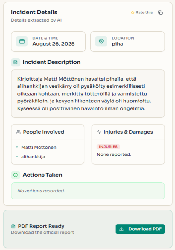 Incident recording 2